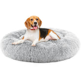 24" Plush Anti-Slip Round Cat & Small Dog Bed – Cozy Faux Fur Nest