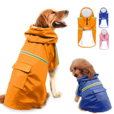 Waterproof Reflective Dog Raincoat – Lightweight PU Jacket with Safety Strips and Storage Pocket