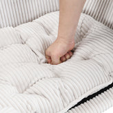 Elevated Corduroy Dog Bed – Wooden Frame Pet Sofa for Small Dogs (Beige)