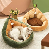 Cute Cat & Dog Winter Nest Bed – Cozy Cotton Pet House for Small & Medium Pets