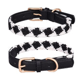 Soft Woven Plaid Dog Collar – Adjustable Leather Buckle Pet Neck Strap for Small & Medium Dogs
