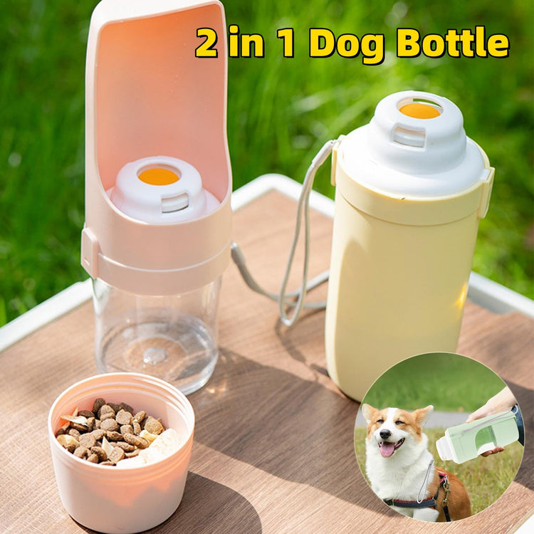 2-in-1 Portable Pet Water Bottle & Feeder – Leakproof Travel Dog Water Dispenser for Outdoor Use