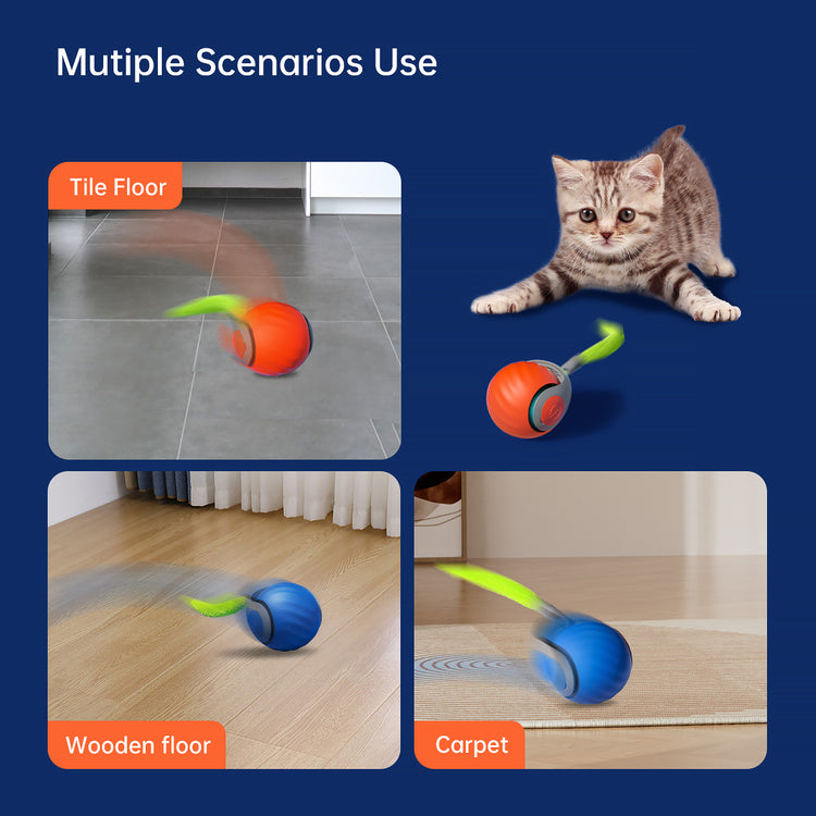 2025 Smart Interactive Cat Ball – Rechargeable Type-C Auto Rolling Teaser Toy