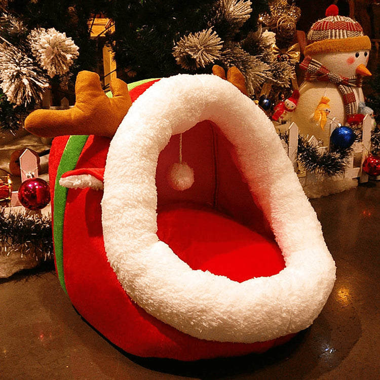 Cozy Plush Cat Bed House – Indoor Soft Tent with Warm Cushion for Cats & Small Dogs