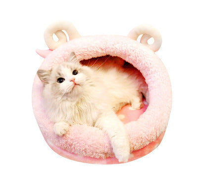 Cozy Plush Cat Bed House – Indoor Soft Tent with Warm Cushion for Cats & Small Dogs