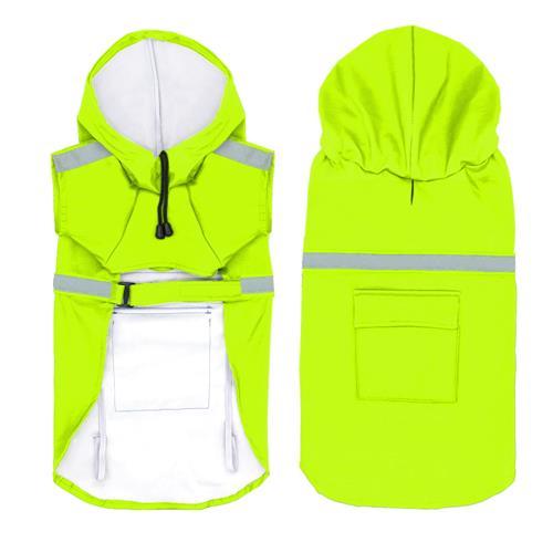 Waterproof Reflective Dog Raincoat – Lightweight PU Jacket with Safety Strips and Storage Pocket