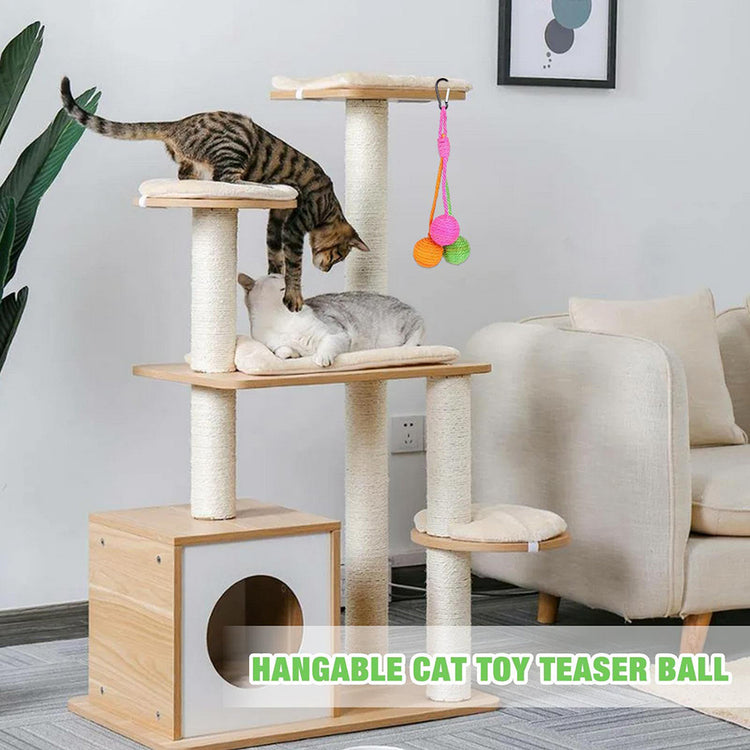 Interactive Cat Scratcher Ball Toy – Hanging Sisal Rope Chew Ball with Bell for Indoor Cats & Kittens