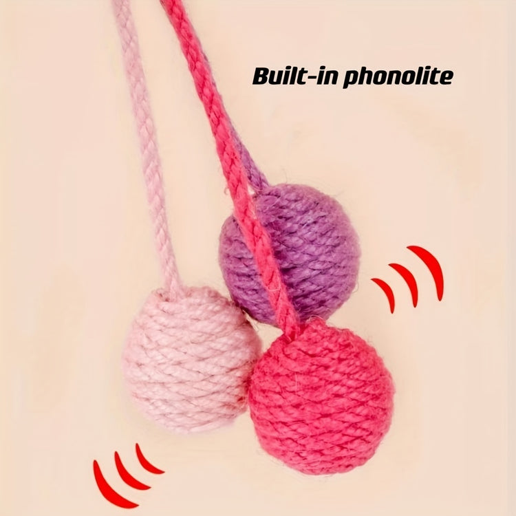 Interactive Cat Scratcher Ball Toy – Hanging Sisal Rope Chew Ball with Bell for Indoor Cats & Kittens