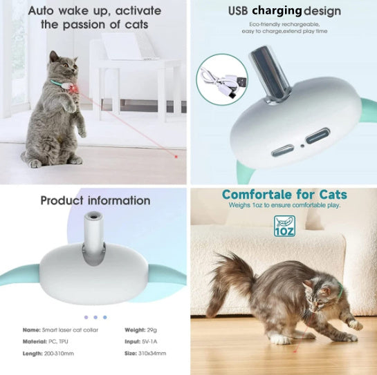 Smart Laser Cat Collar – USB Rechargeable Interactive Hands-Free Laser Toy for Kittens