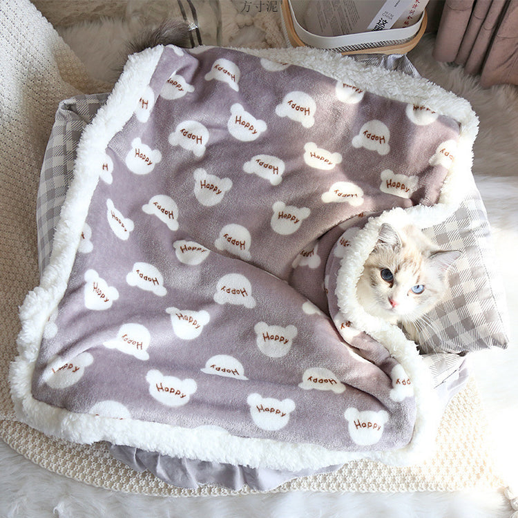 Luxury Soft Flannel Cat & Dog Blanket – Thick Lamb Fleece Pet Cushion for Winter Warmth