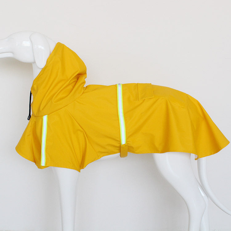 Waterproof Reflective Dog Raincoat – Lightweight PU Jacket with Safety Strips and Storage Pocket