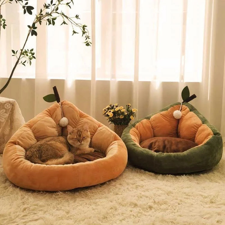 Cute Cat & Dog Winter Nest Bed – Cozy Cotton Pet House for Small & Medium Pets