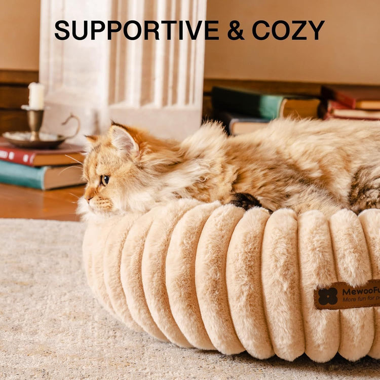 Donut Calming Plush Pet Bed – Cozy Round Cuddler for Cats & Small Dogs