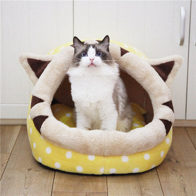 Cozy Plush Cat Bed House – Indoor Soft Tent with Warm Cushion for Cats & Small Dogs
