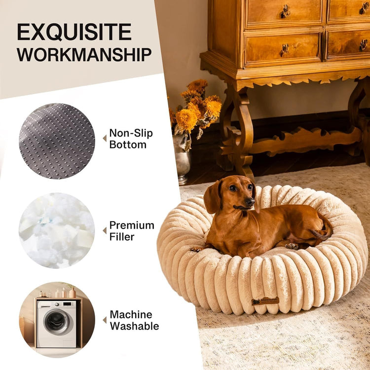Donut Calming Plush Pet Bed – Cozy Round Cuddler for Cats & Small Dogs