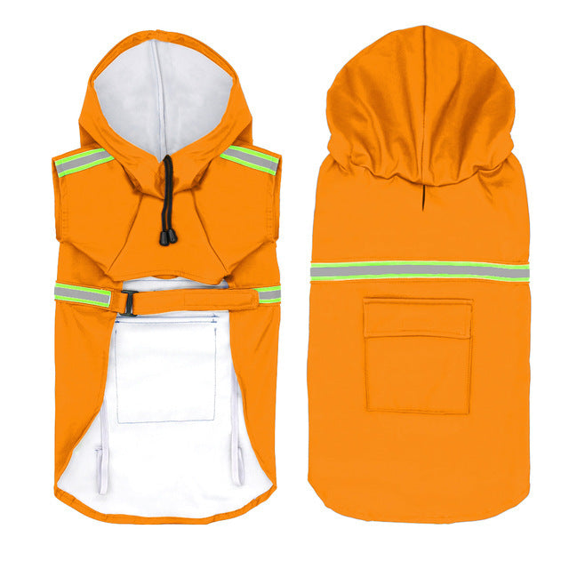 Waterproof Reflective Dog Raincoat – Lightweight PU Jacket with Safety Strips and Storage Pocket