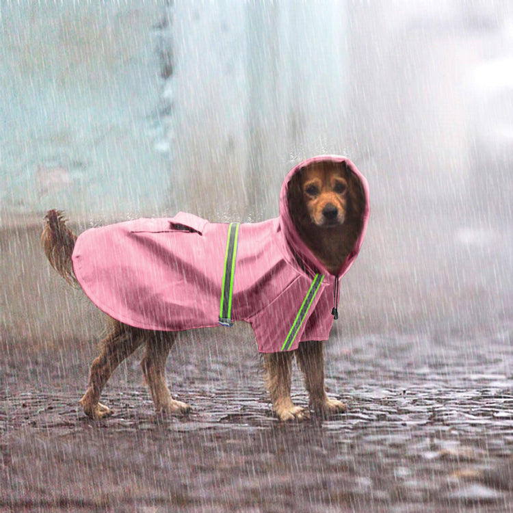 Waterproof Reflective Dog Raincoat – Lightweight PU Jacket with Safety Strips and Storage Pocket