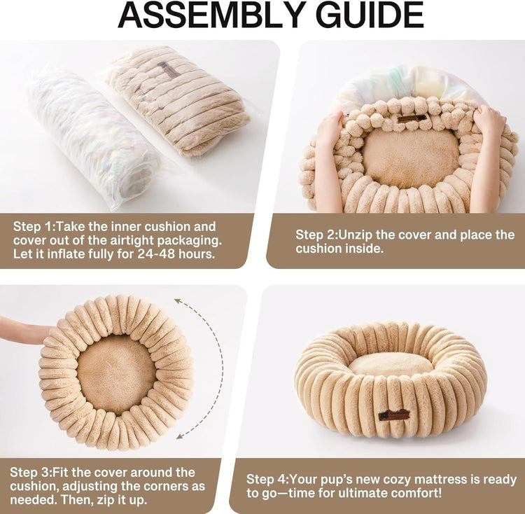 Donut Calming Plush Pet Bed – Cozy Round Cuddler for Cats & Small Dogs