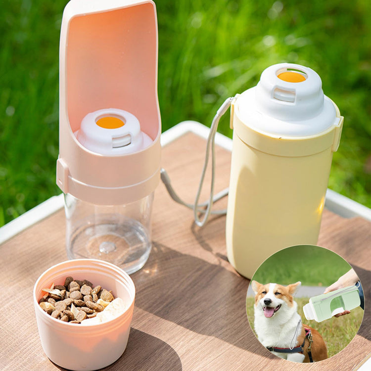 2-in-1 Portable Pet Water Bottle & Feeder – Leakproof Travel Dog Water Dispenser for Outdoor Use