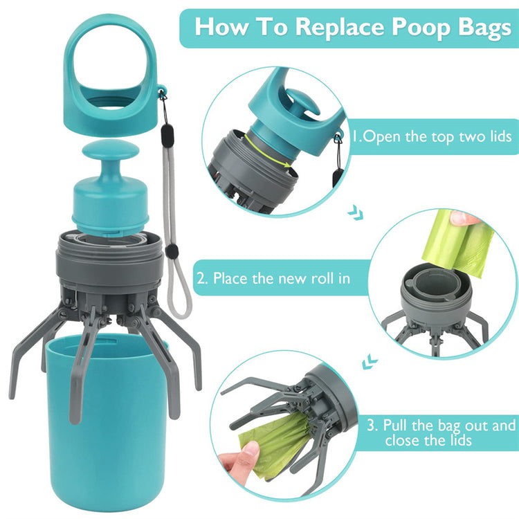 Portable Dog Pooper Scooper with Built-in Bag Dispenser – Claw Shovel for Pet Waste Cleanup