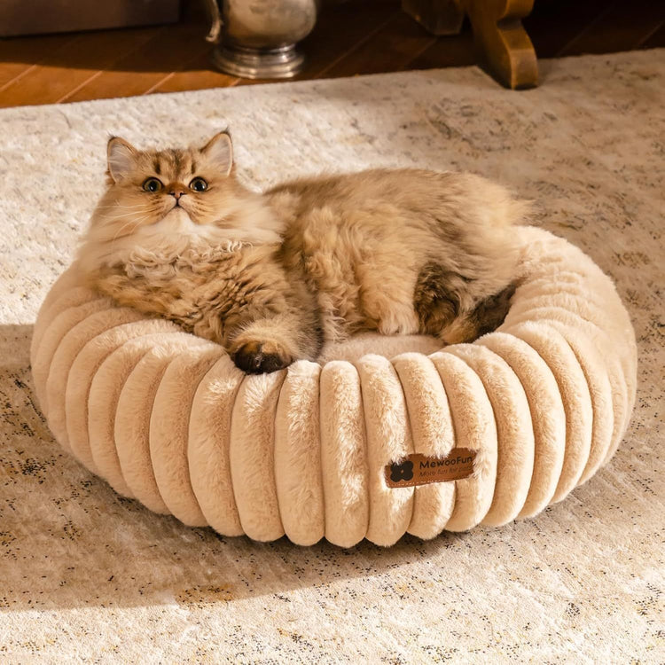 Donut Calming Plush Pet Bed – Cozy Round Cuddler for Cats & Small Dogs