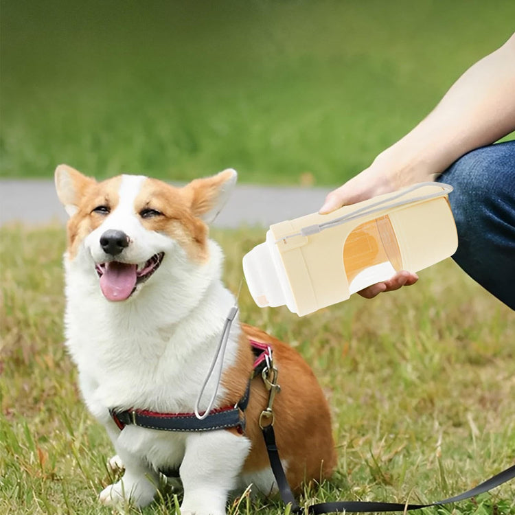 2-in-1 Portable Pet Water Bottle & Feeder – Leakproof Travel Dog Water Dispenser for Outdoor Use