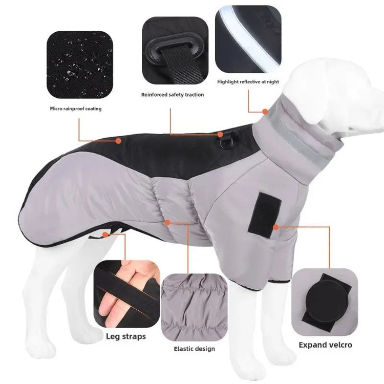 Waterproof Winter Dog Jacket – Warm Reflective Coat for Large Dogs | Cold Weather Pet Apparel