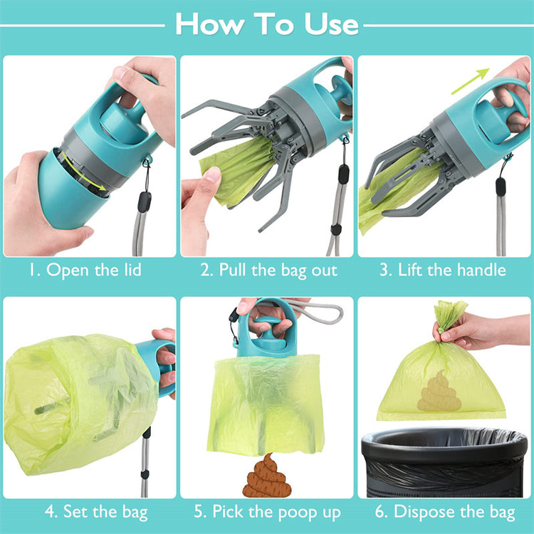 Portable Dog Pooper Scooper with Built-in Bag Dispenser – Claw Shovel for Pet Waste Cleanup