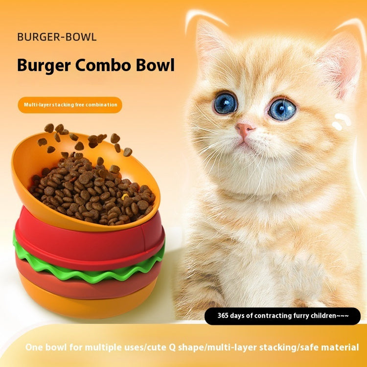 5-in-1 Hamburger Style Slow Feeder Bowl – Non-Slip, Anti-Choke Silicone Pet Bowl for Dogs & Cats